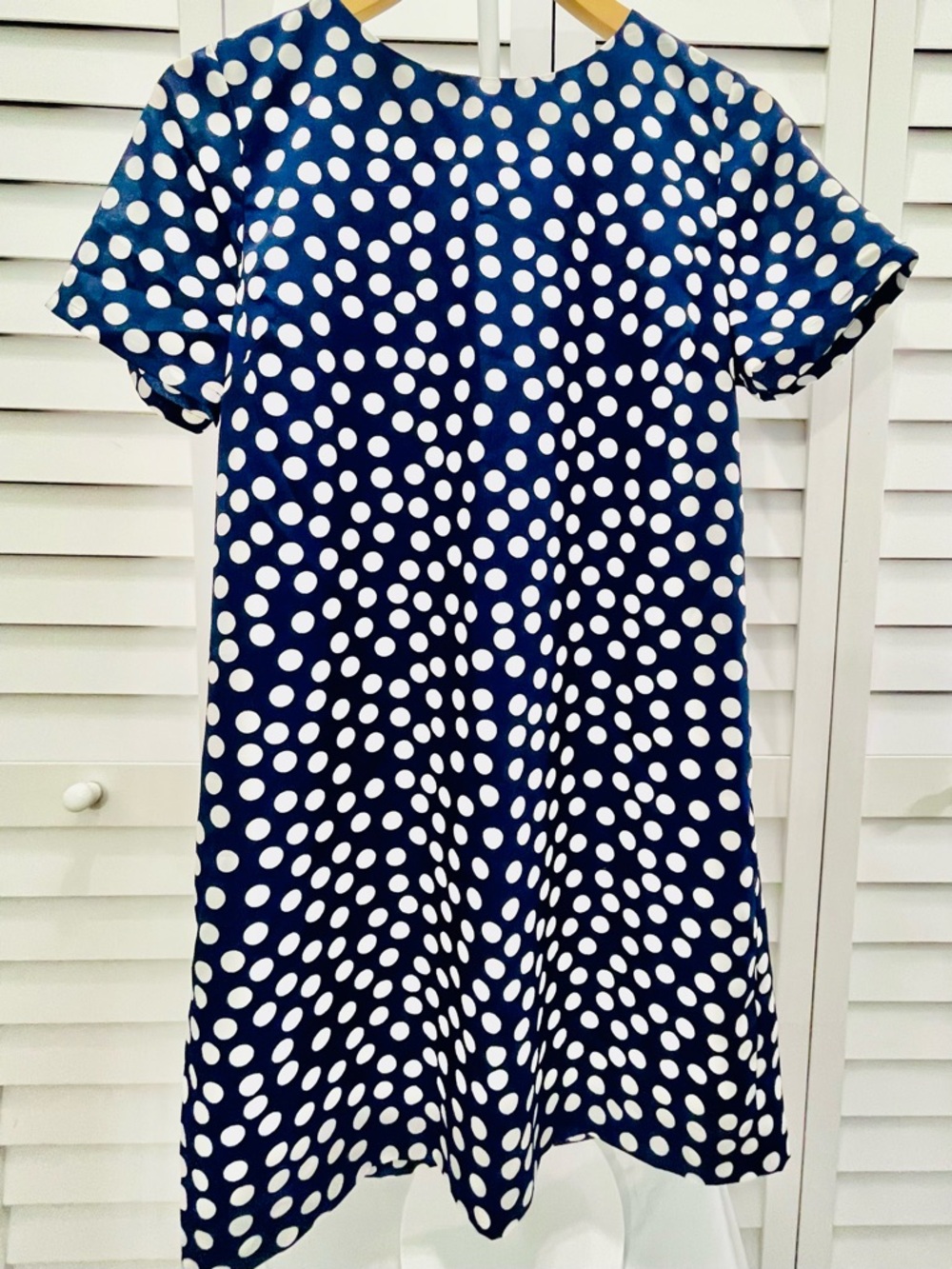 J. Crew Navy Blue Polka Dot Short Sleeve Shift Dress